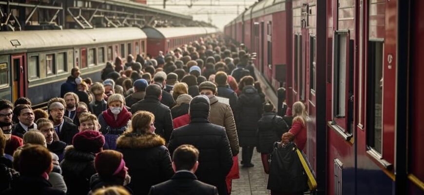 «Перрон качало. В страшной давке...»