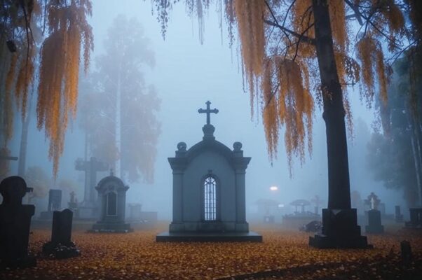 Кладбище («Осенне-серый меркнет день…»)