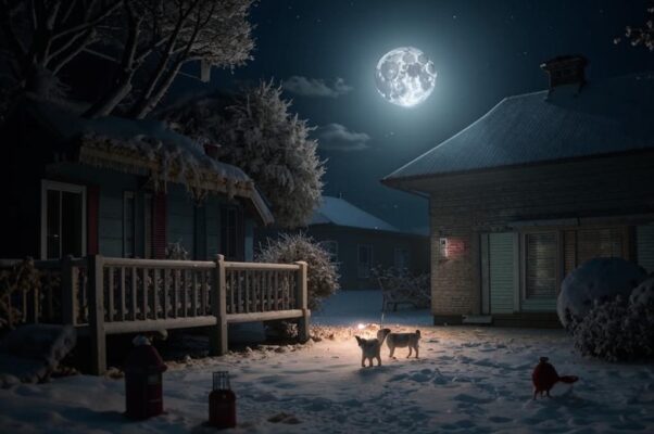 «Ночь лунная... Я вышел на крыльцо...»