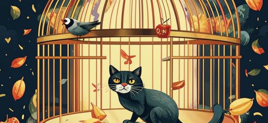 Кошка и щегол