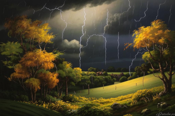 Буря («Дрогнули листочки, закачались клены…»)