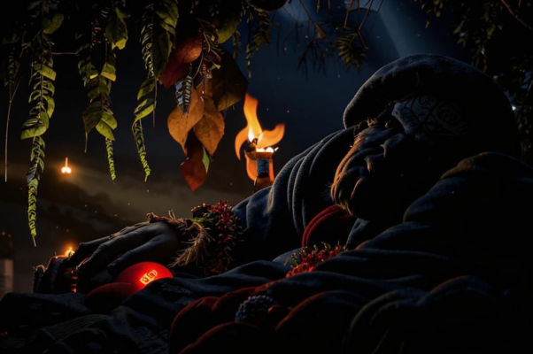 На память об усопшем у могилы