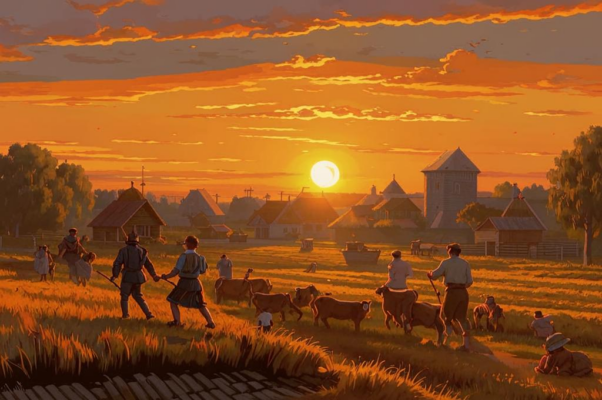 Вечерняя заря («Была пора уборки хлеба…»)