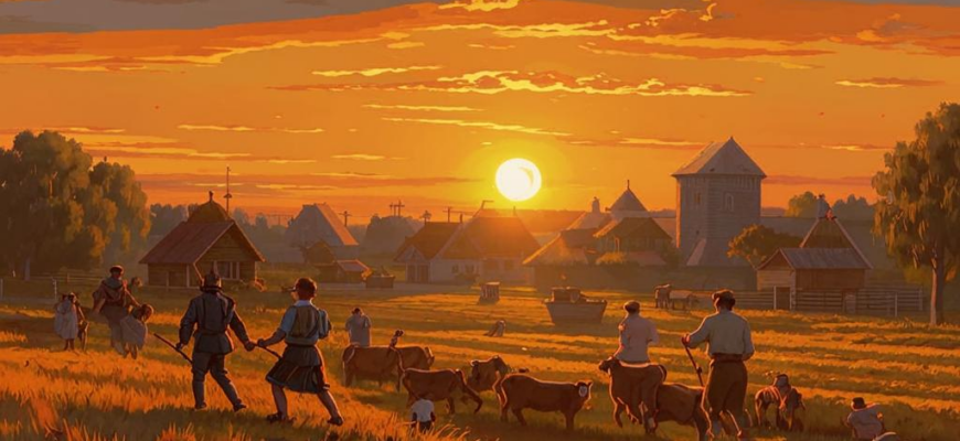 Вечерняя заря («Была пора уборки хлеба…»)