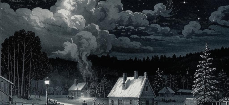 Зимний вечер в деревне