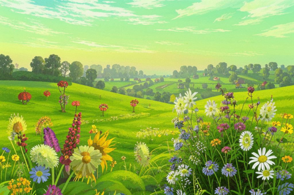 Мотылек и цветы