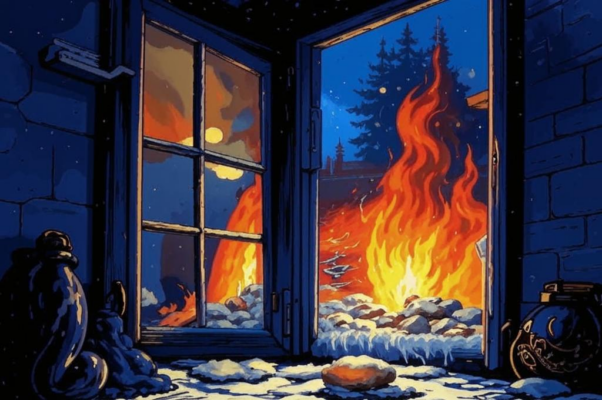 «В окна падал белый снег...»