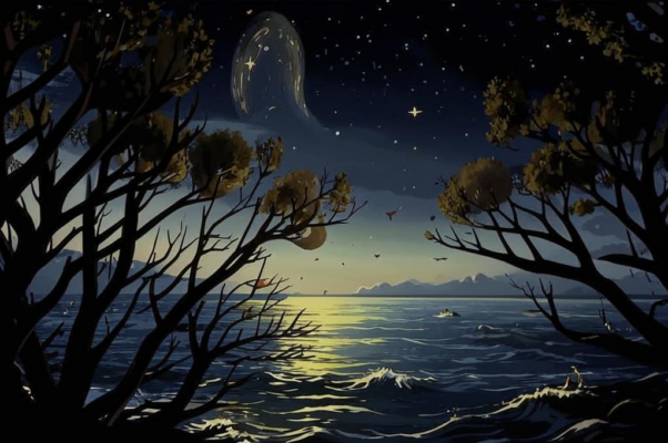 «Черные ветки, шум океана...»