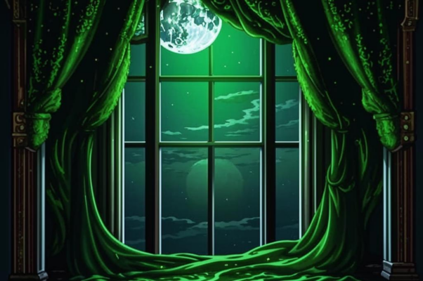 У окна («На портьер зеленый барха…»)