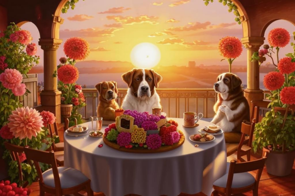 Летом («Георгины на круглом стол…»)