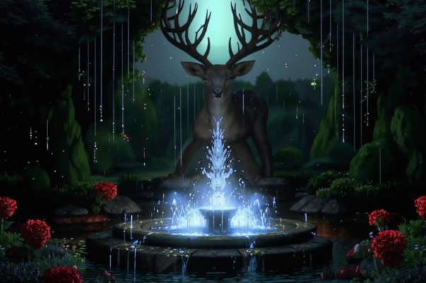 Фонтан с кипарисами