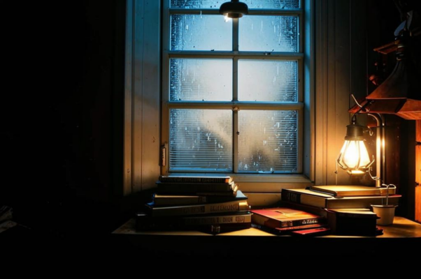 «Стопка книг… Свет от лампы… Чисто…...»