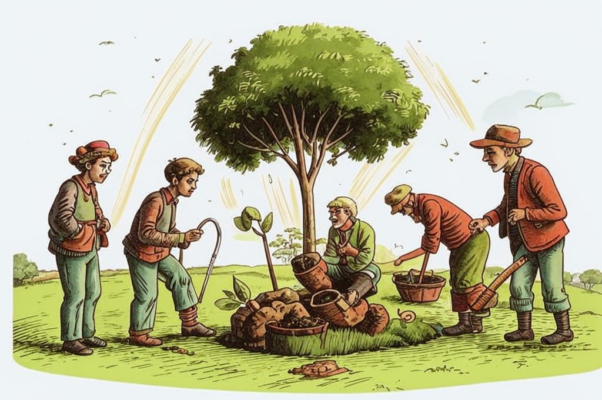 Старик и трое молодых («Старик садить сбирался деревцо…»)