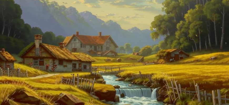 На току («На току ― молотильщик у горной реки…»)