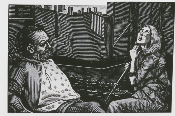 Надпись алмазом на оконном стекле в таверне