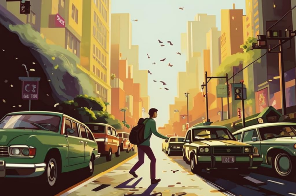 Про пешеходов и разинь, / вонзивших глазки небу в синь