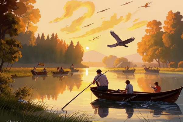 Утро на берегу озера