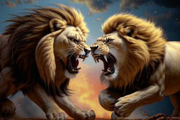 Львы и осел