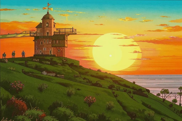 С горы небо