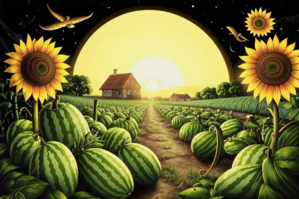 «Солнце жжет арбузы, зеленит огурцы...»