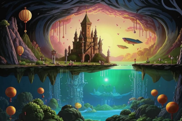 «Вечером на дне замковых озер зажигаются разноцветные...»