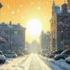 Il neige sur la ville