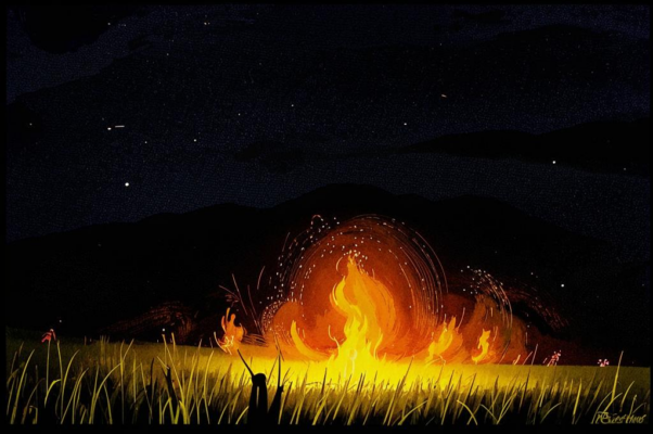 «За рекою огонь полыхает...»