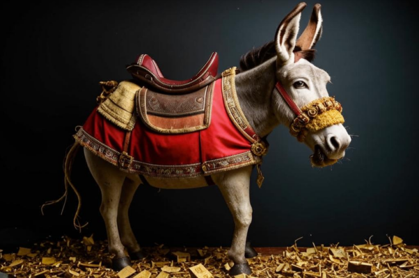 Осел в богатом седле
