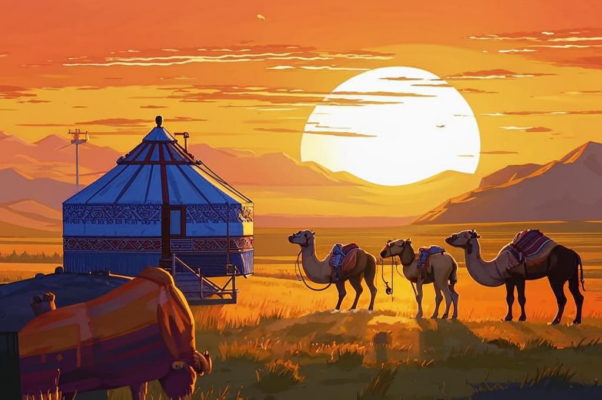 «Солнце над сонною степью склоняло лицо золотое...»