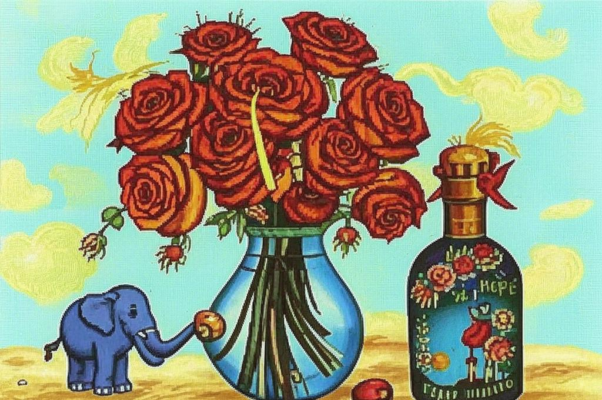 Художник и розы