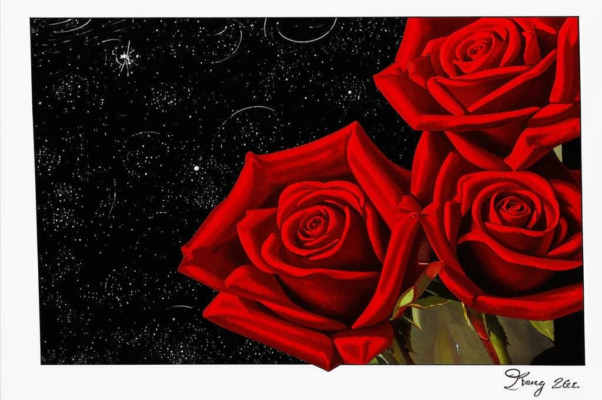 «С букетом алых роз на стеблях вен...»