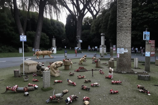 «...Вот песьи головы задравшись в темноту...»