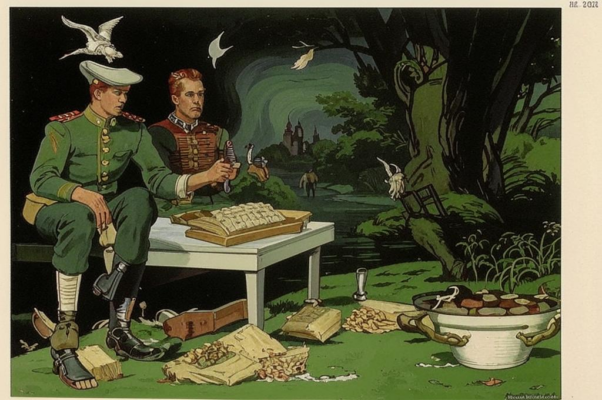 Привал («У походной кухни лентой …»)