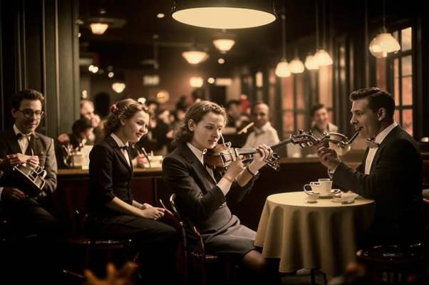 Девушка играет на контрабасе