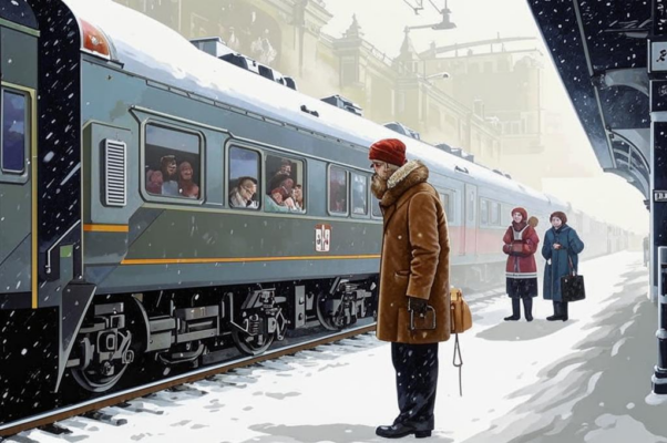 На вокзале («Шумел снежок над позднею Москвой…»)