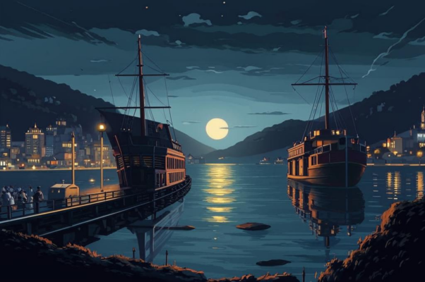 Два мира («Портовая ночь. / Штилевая слюда…»)