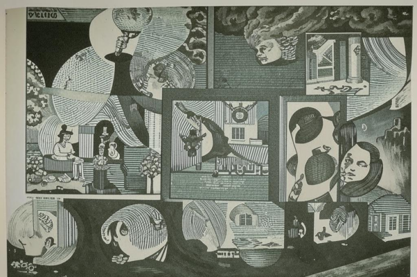 «Девять / Картин / Нарисовано / Тут...»