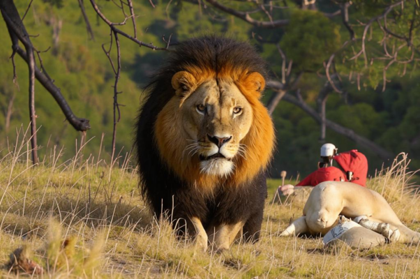 Человек победитель Льва на картине