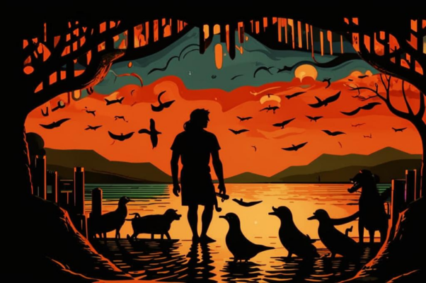 «на пляже тени влажные ложатся...»