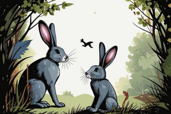 Как заяц от охотников спрятался