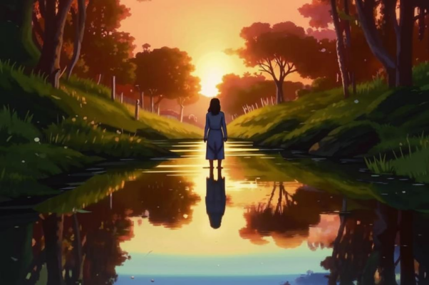 Купанье («Вечером ясным она у потока стояла…»)